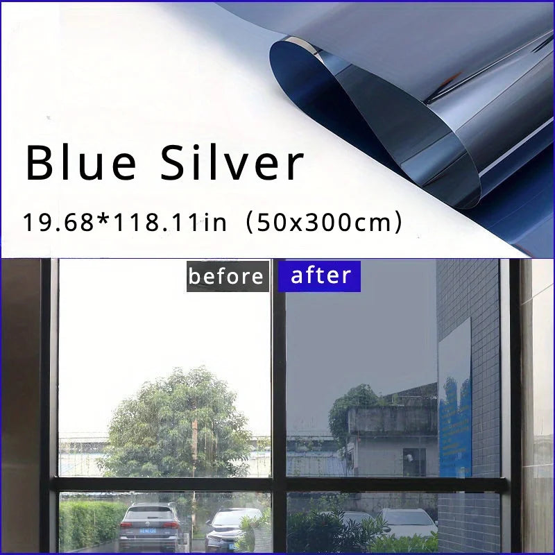 1pcs 19.68*118.11in Anti UV Window Film Privacy Sun Blocking Mirror Reflective Tint,Heat Control Window Stickers for and Offic - Pape'sShop