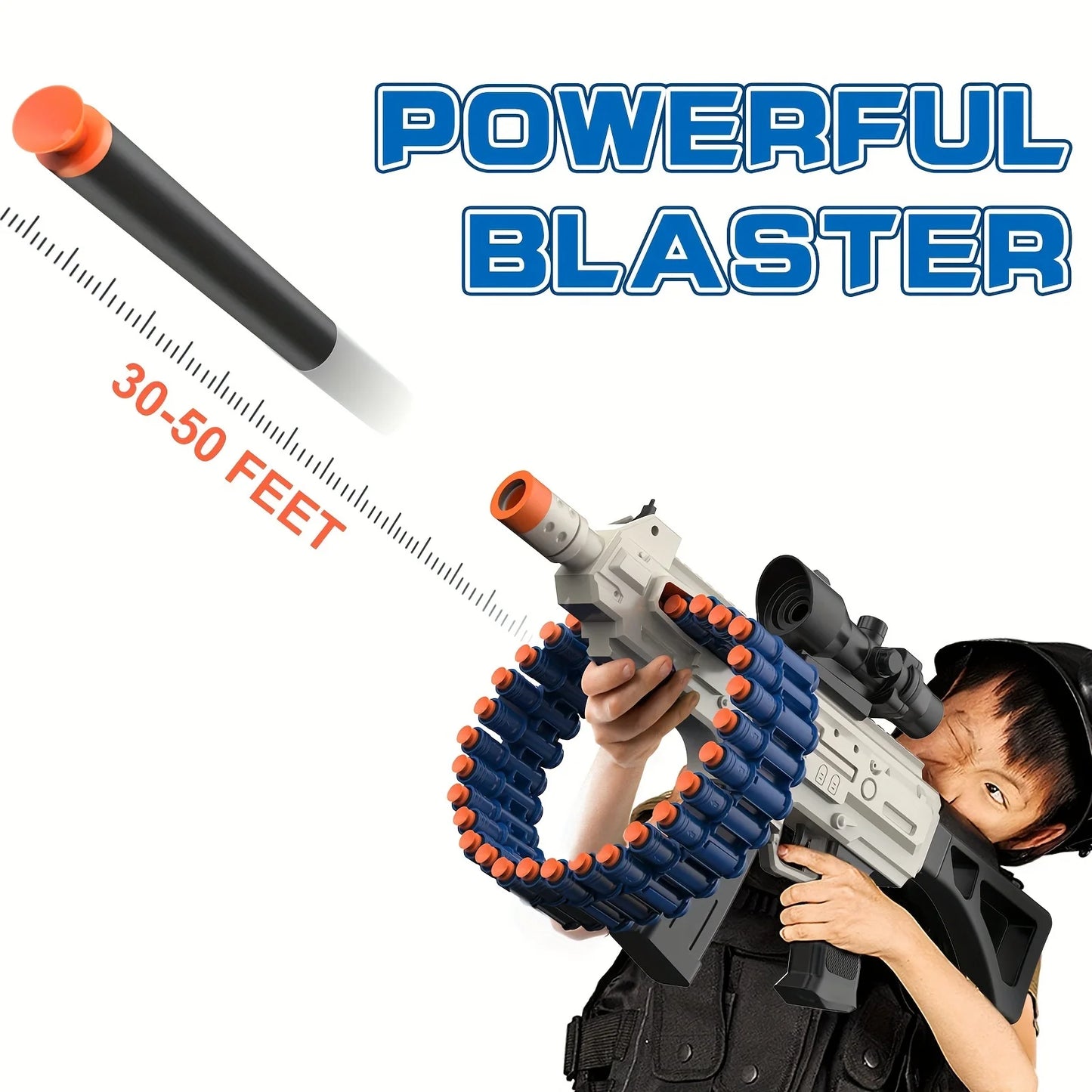 Soft Bullet Toy Gun Electric Automatic Toy, Toy Blaster with 26 Dart Clips and 30 Foam Darts, Outdoor Shooting Games Toys - Pape'sShop