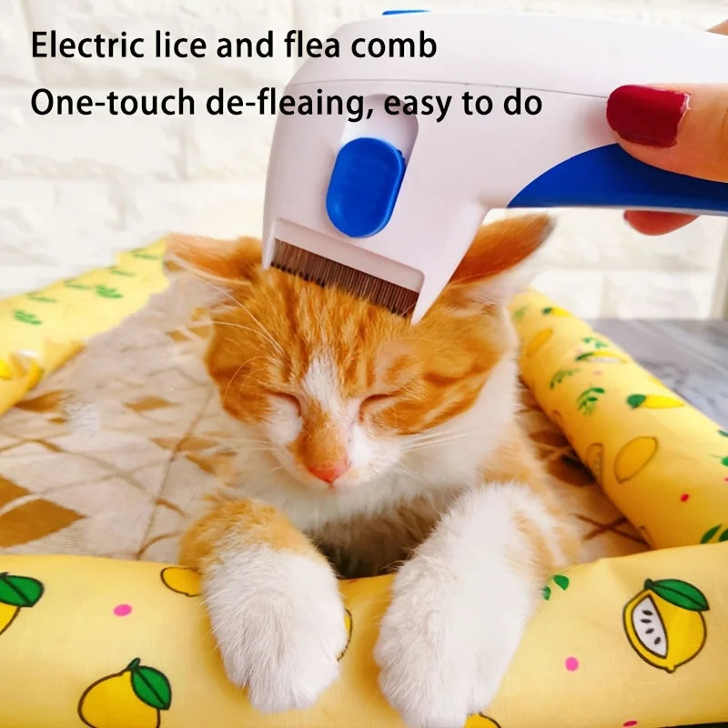 1pcs Cat & Dog lectitc Hlea Comb, hemoves oose Hai fleas,And Eggs:.lectronicice Remover, suitable For Cats, Dogs,And abits. Efec - Pape'sShop