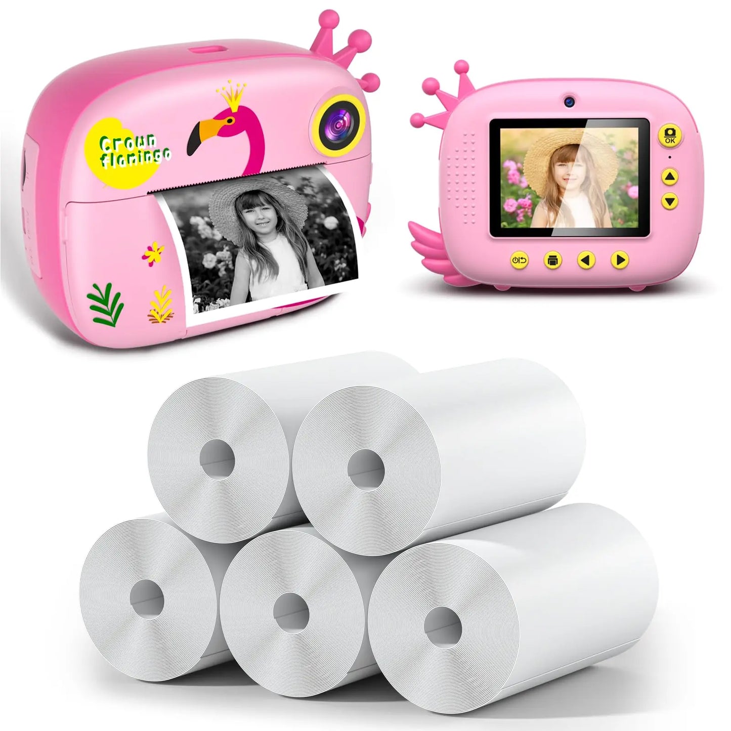Kids Instant Camera 2.4 Inch Screen 12MP 1080P HD Instant Print Digital Camera Birthday Gifts For 3-12 Years Old Children - Pape'sShop