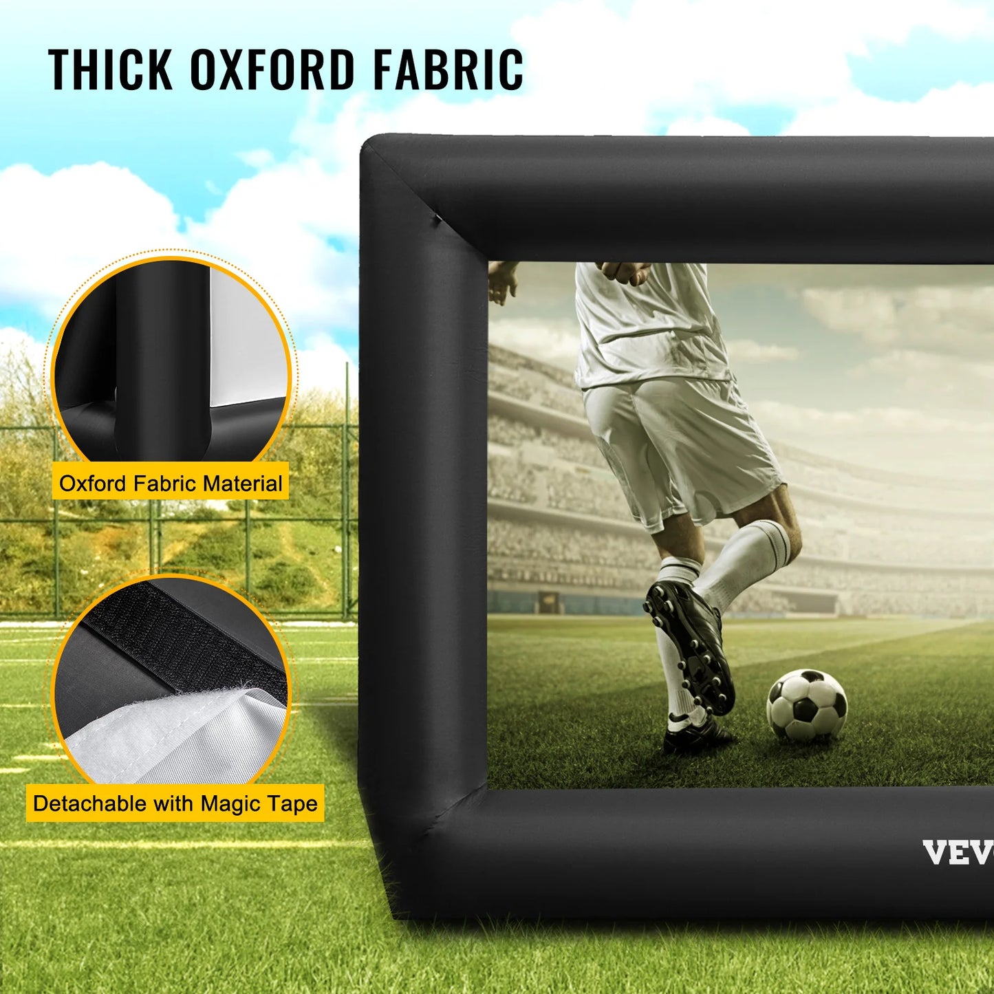 VEVOR Inflatable Movie Screen 24FT Inflatable Projector Screen w/ 360W Air Blower Blow Up Screen Supports Front/Rear Projection