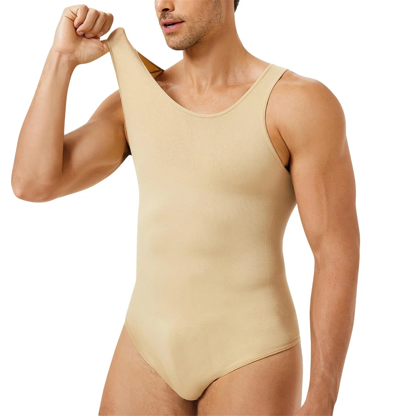 Men's Sleeveless Full Body Shaper Tummy Control Triangle Pants Shapewear Seamless Hip Lifting Bodysuit Compression Underwear New