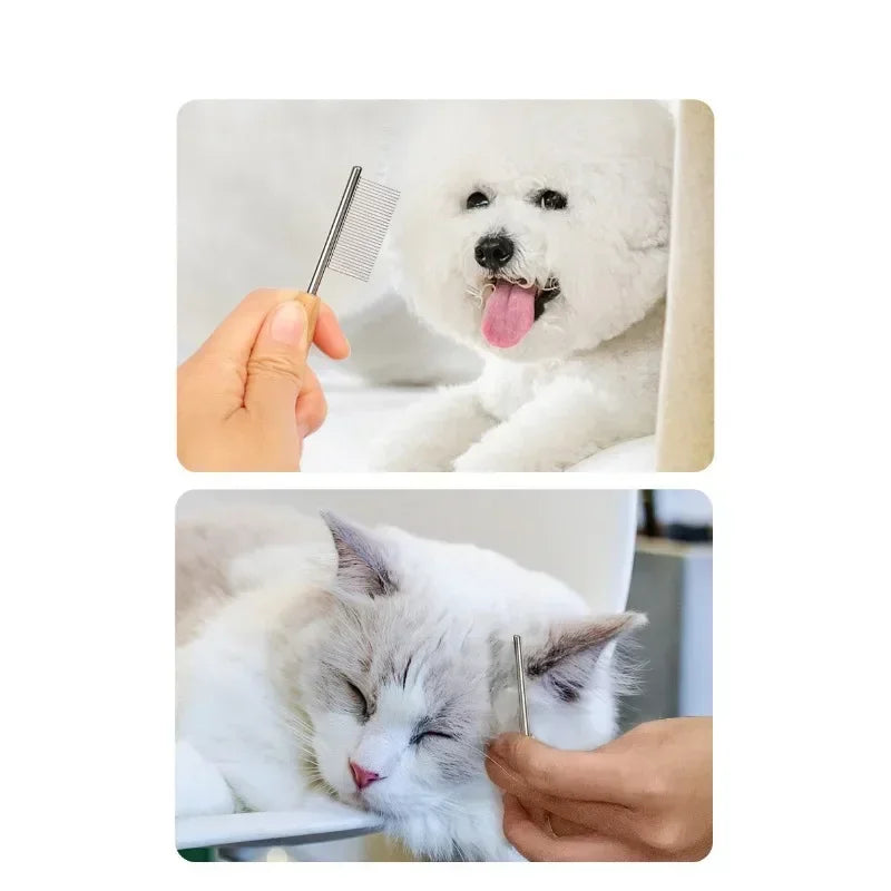Stainless steel cat and dog facial hair cleaning comb mini pet grooming brush dense tooth small comb dog and cat accessories - Pape'sShop