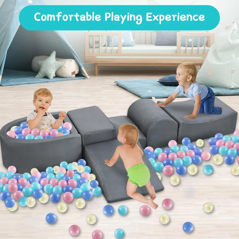 Toddler Soft Play Climbing Toys,5 Pcs Foam Climbing Blocks and Ball Pit for Toddlers,Kids Baby Climbing Blocks Foam Indoor Playg - Pape'sShop