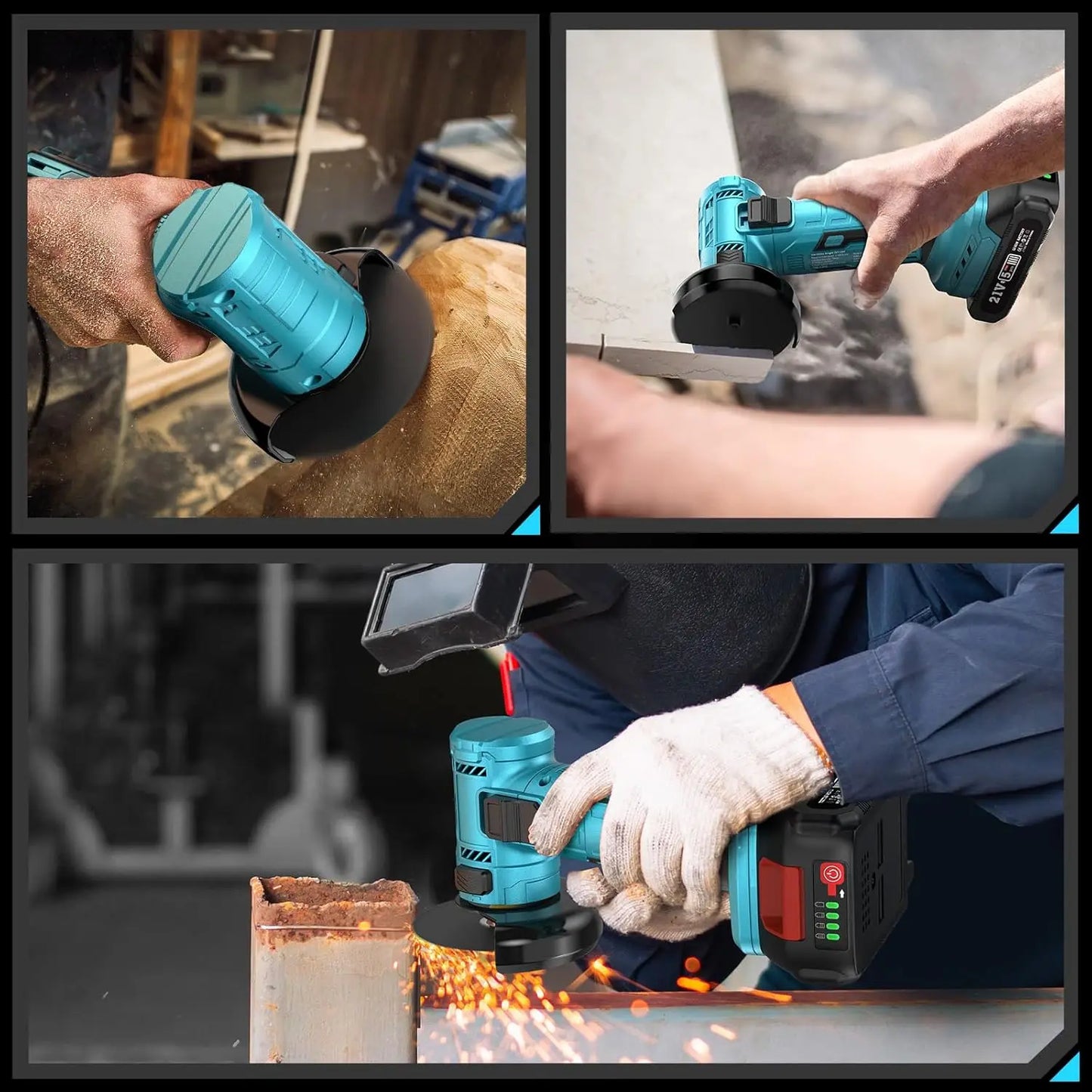 Seesii Cordless Mini Angle Grinder Kit 19000rpm Brushless Power Electric Grinder Tool for Metal Wood Polishing Rust Removal - Pape'sShop