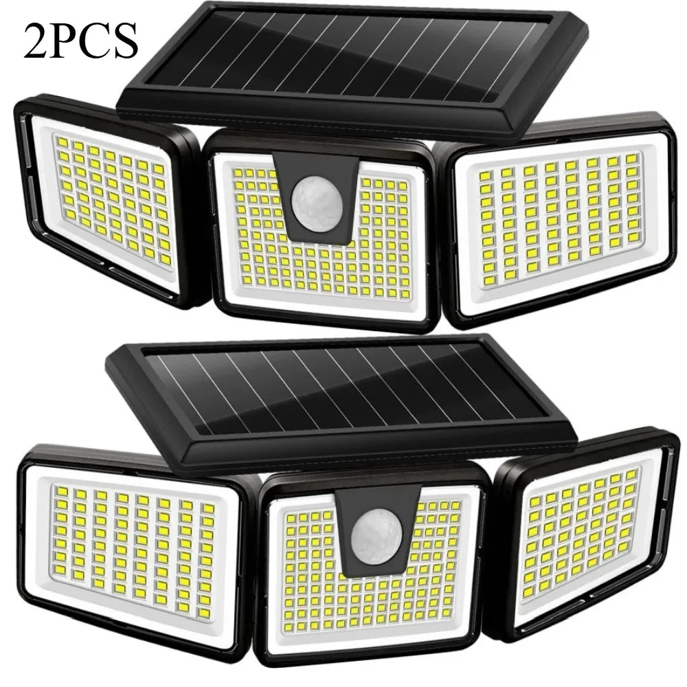Solar Lights Outdoor 164 LED High Brightness 3 Heads 270° Wide Angle Motion Sensor IP65 Waterproof Security Lighting - Pape'sShop
