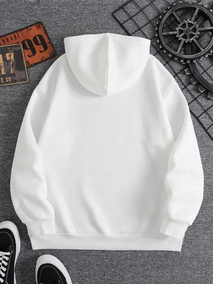 High Quality Men's Monogram Print Warm Loose Hoodie - Pape'sShop