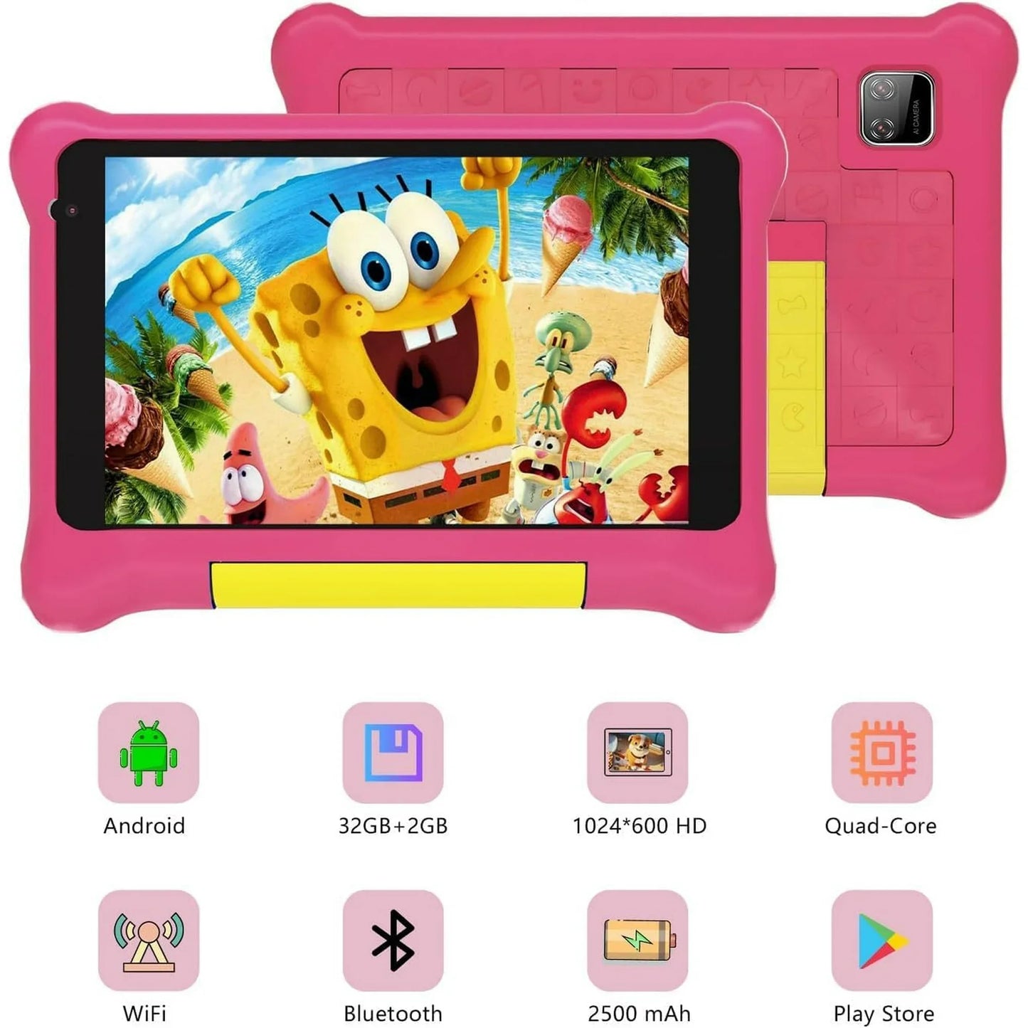 7Inch Kid Tablet Android13, 5GB RAM 32GB ROM,128GB Expand,WiFi,2500mAh Battery,Dual Camera, Children's Gift Kids Software,PK BDF - Pape'sShop