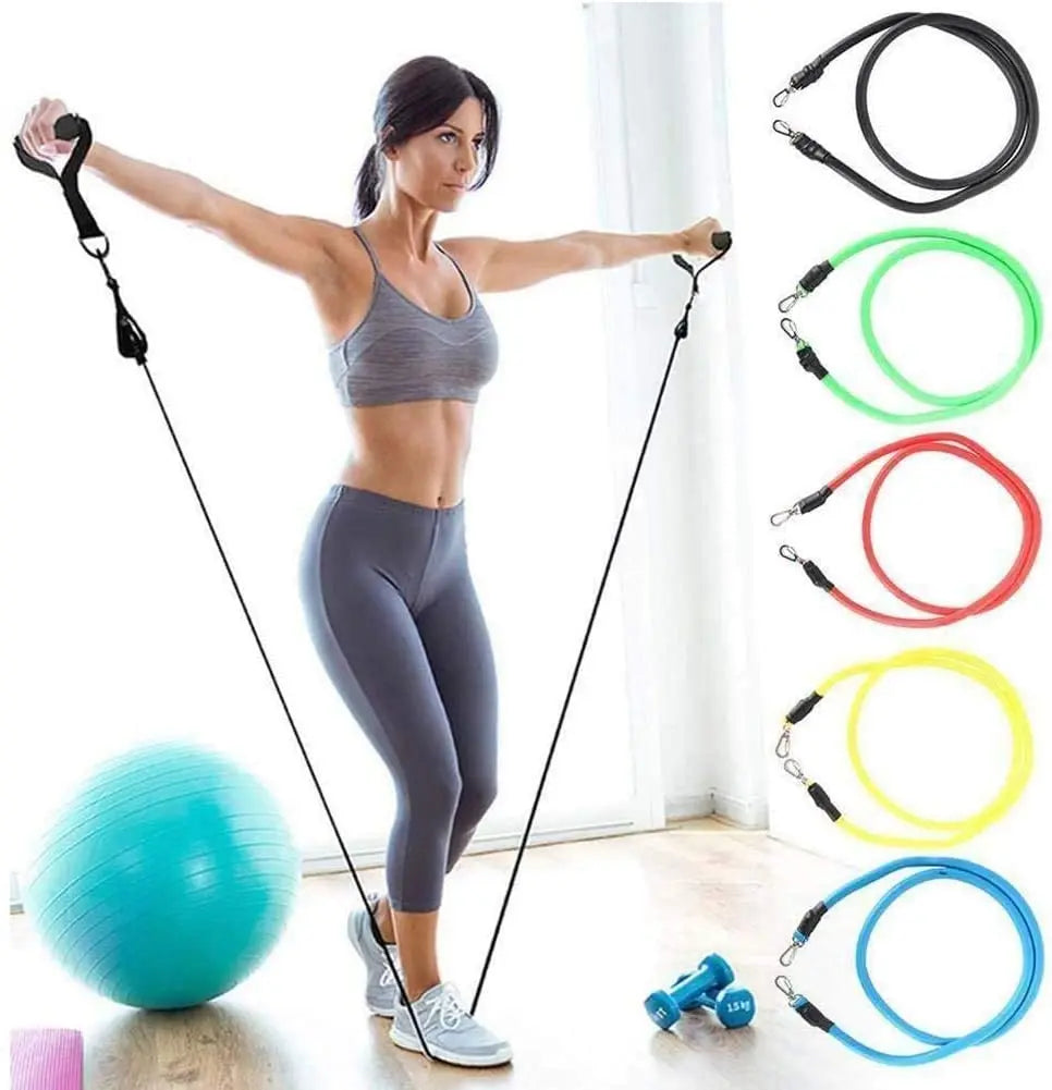 Latex resistance Pull bands rope for Pilates, yoga, CrossFit, fitness , 11PCs - Pape'sShop