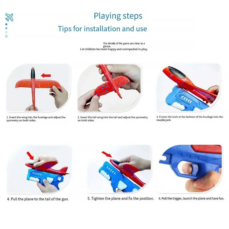 4 colors foam airplane gun toys, catapult glide launch, children's outdoor parent-child interactive toys, throwing flying toys