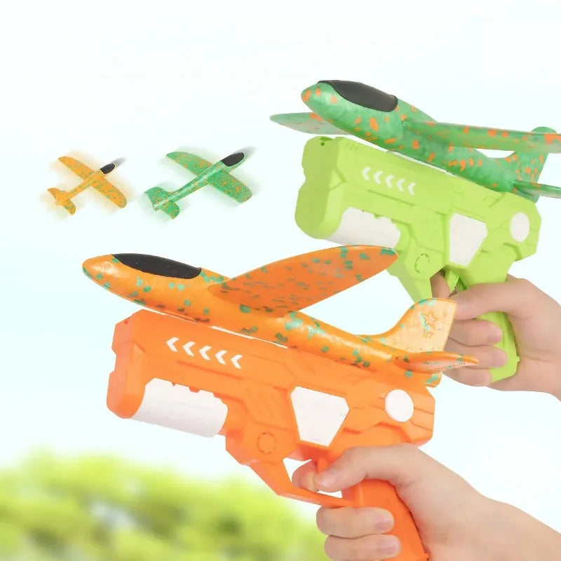 4 colors foam airplane gun toys, catapult glide launch, children's outdoor parent-child interactive toys, throwing flying toys