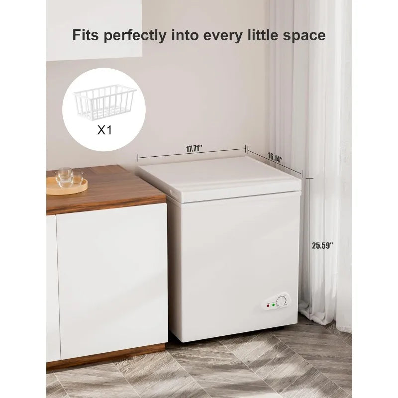 Bodacious 3.5 cuft Chest Freezer - Compact, Energy-Efficient & Quiet Mini Deep Freezer with Removable Baskets for Apartments