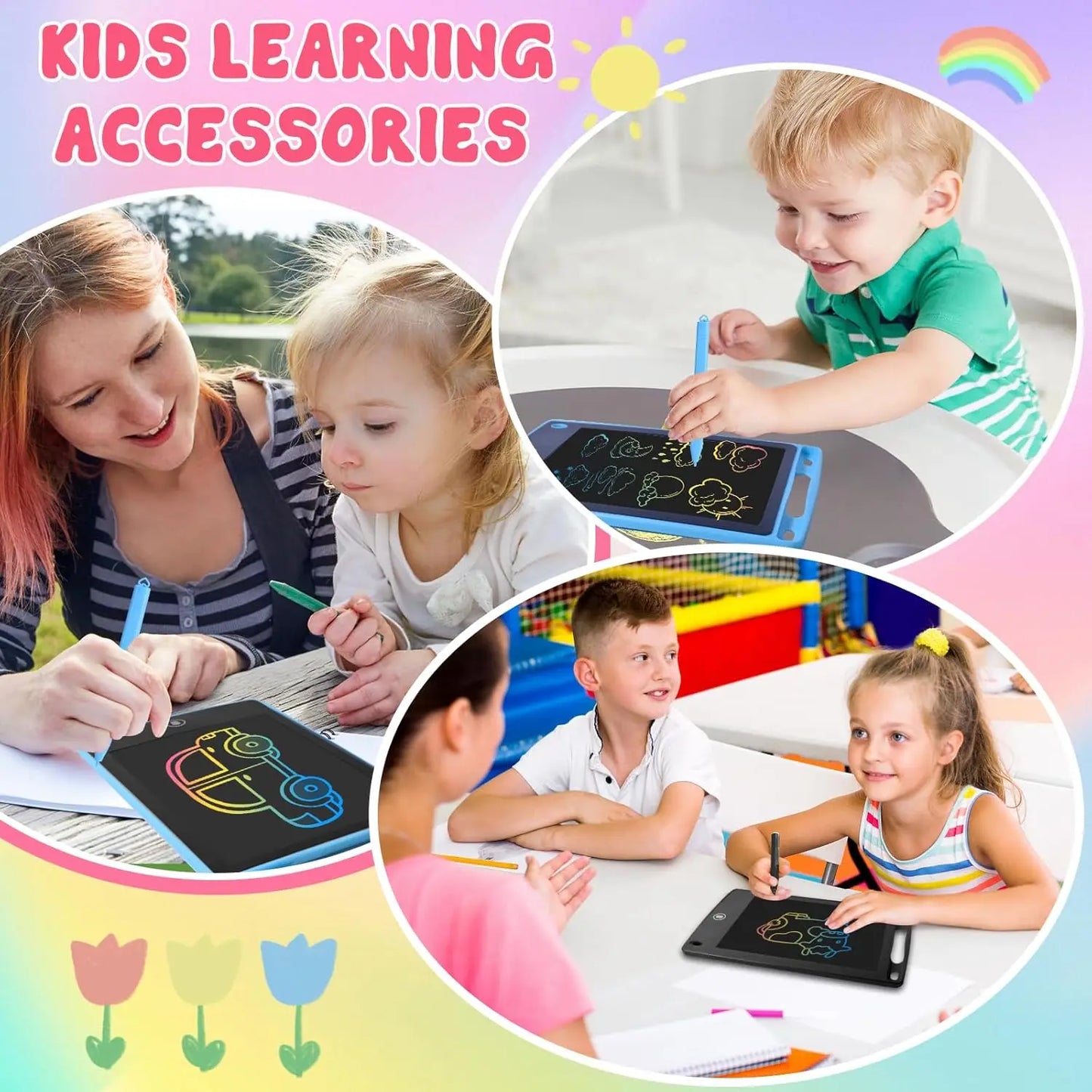 12 Pack LCD Writing Tablet for Kids, 6.5 Inch Colorful Doodle Board Drawing Tablet,toys for children，educational toys - Pape'sShop