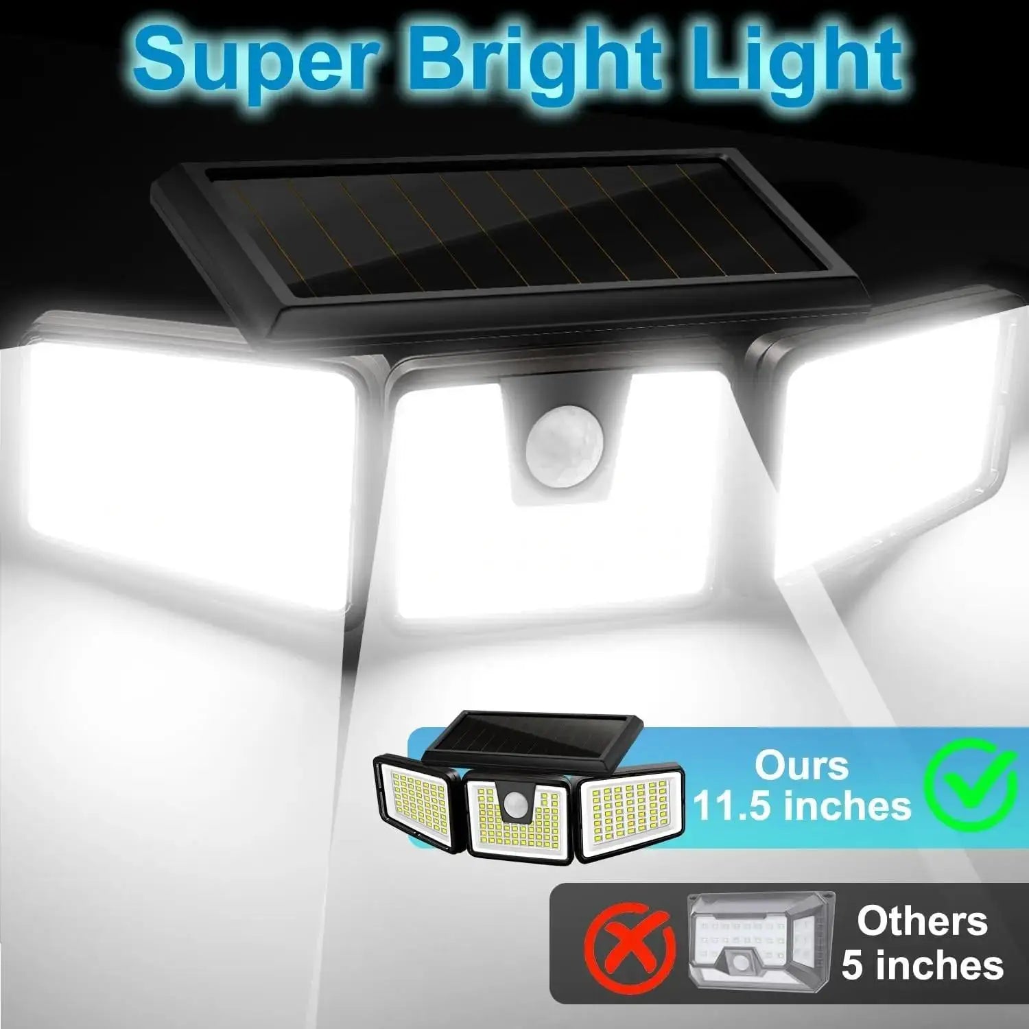 Solar Lights Outdoor 164 LED High Brightness 3 Heads 270° Wide Angle Motion Sensor IP65 Waterproof Security Lighting - Pape'sShop