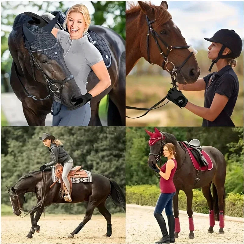 Horse Riding Gloves Equestrian Women Mesh Breathable Lightweight Color Pack, Comfortable Grip - Pape'sShop