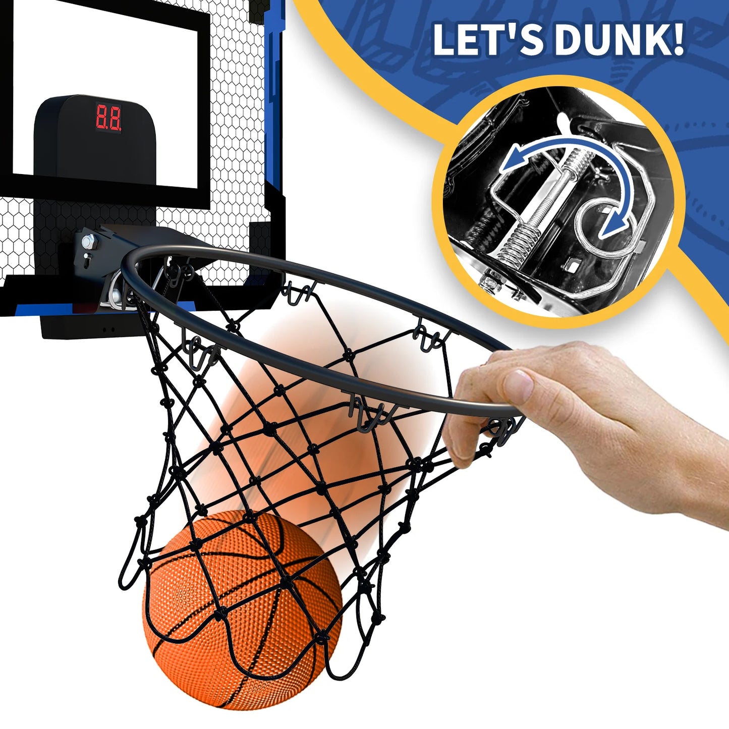 Mini Basketball Hoop Indoor with Scoreboard, Basketball Toy Gifts for Kids Boys Girls Teens, Suit for Bedroom/Office/Outdoor