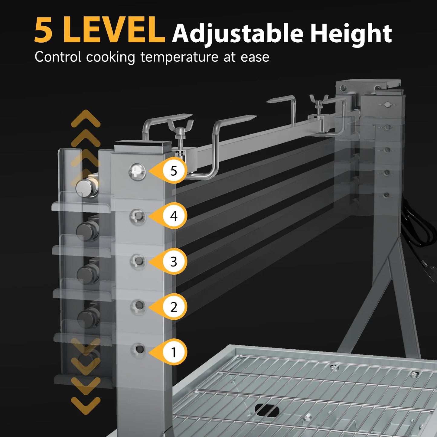 Charcoal Barbecue Automatic Rotisserie Grill Portable Pig BBQ Lamb Mini Electric Charcoal Spit Roaster with 25W Motor Rotisserie