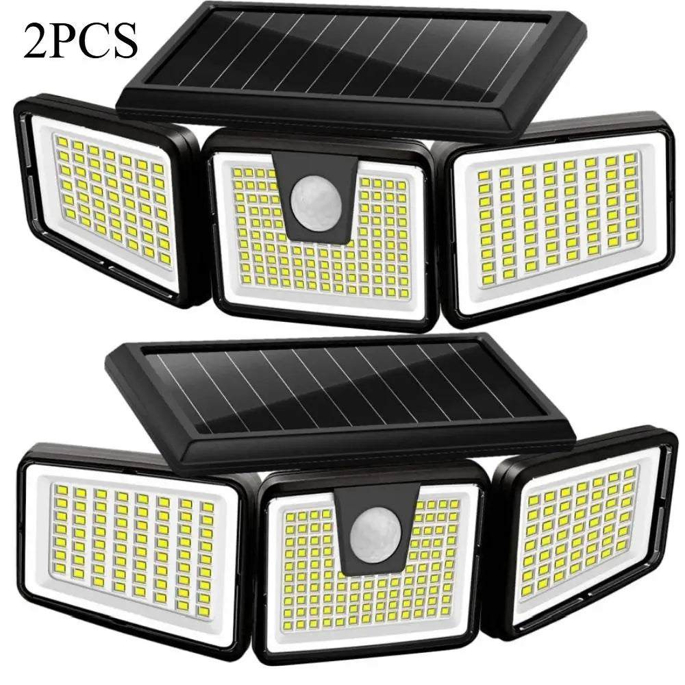 Solar Lights Outdoor 164 LED High Brightness 3 Heads 270° Wide Angle Motion Sensor IP65 Waterproof Security Lighting - Pape'sShop