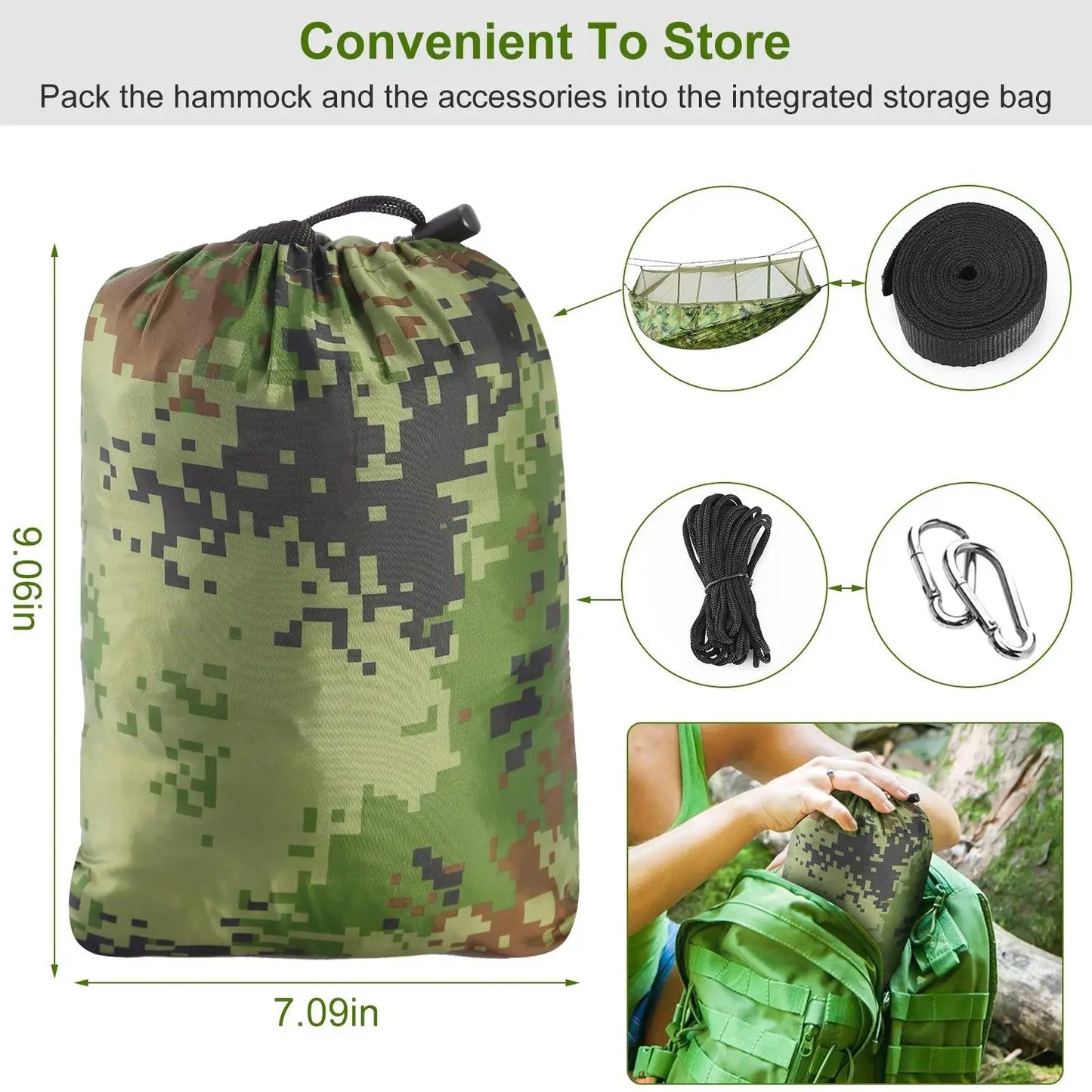 Portable Double Camping Hammock with Mosquito Net - Pape'sShop