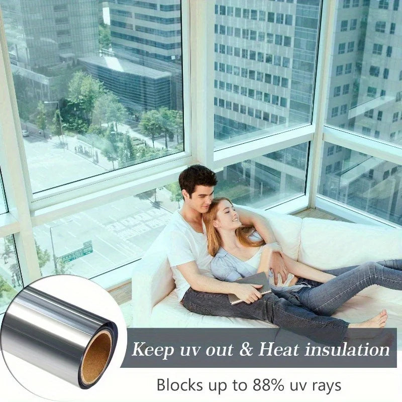 1pcs 19.68*118.11in  Anti UV Window Film Privacy Sun Blocking Mirror Reflective Tint,Heat Control Window Stickers for  and Offic - Pape'sShop