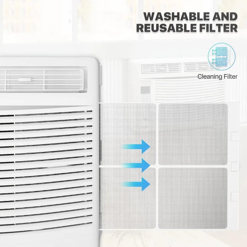 Window Air Conditioner Air Conditioning Window Unit with Washable Filter Remote Control Dehumidifier Fan Cools Up To 250 Sq. Ft.