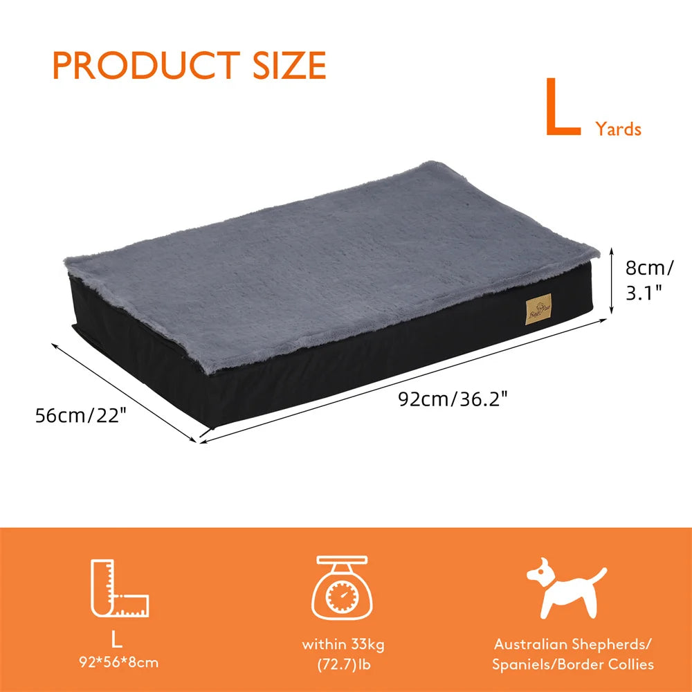 Large Orthopaedic Dog Bed Waterproof Cushion Pet Mattress 2 In 1 Pet Dog Crate Bed with Removable Washable Cover Indoor Outdoor - Pape'sShop