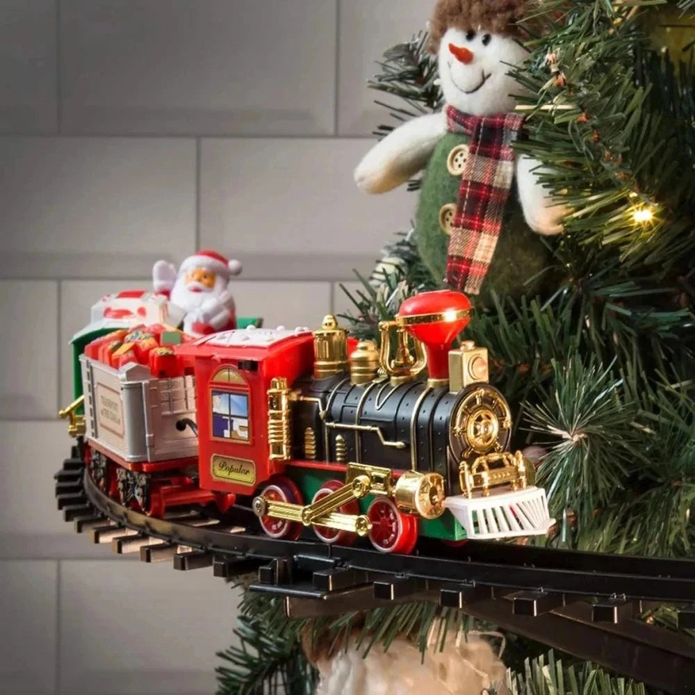 Christmas Train Electric Toys Christmas Tree Decoration Train Track Frame Railway Car with Sound&Light Rail Car Christmas Gifts - Pape'sShop