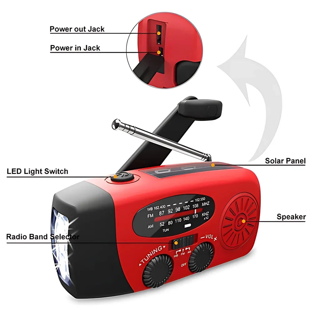 Radio Solar Power Hand Crank Radio FM AM - Pape'sShop