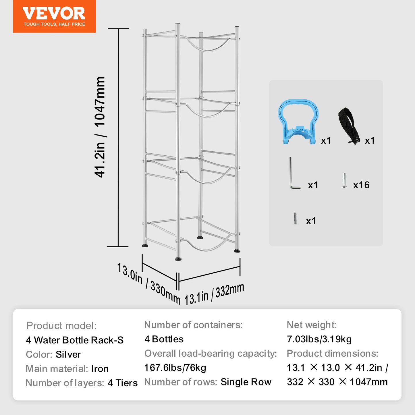 VEVOR 3/4/5 Tiers Water Jug Holder iron Water Bottle Holder Double/Single Row Easy Installation for Kitchen Office Living Room