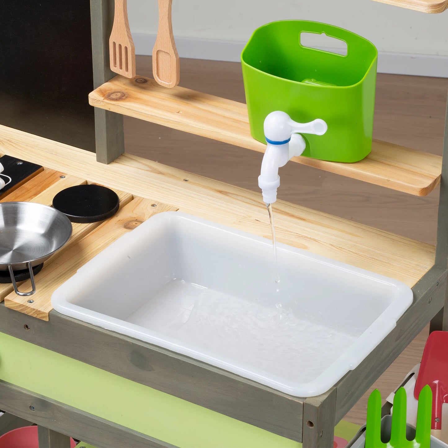 Mud Kitchen Playset for Kids, Deluxe Wooden Toy Play Kitchen Set for Boys and Girls Ages 3-8 Indoor & Outdoor Activities - Pape'sShop