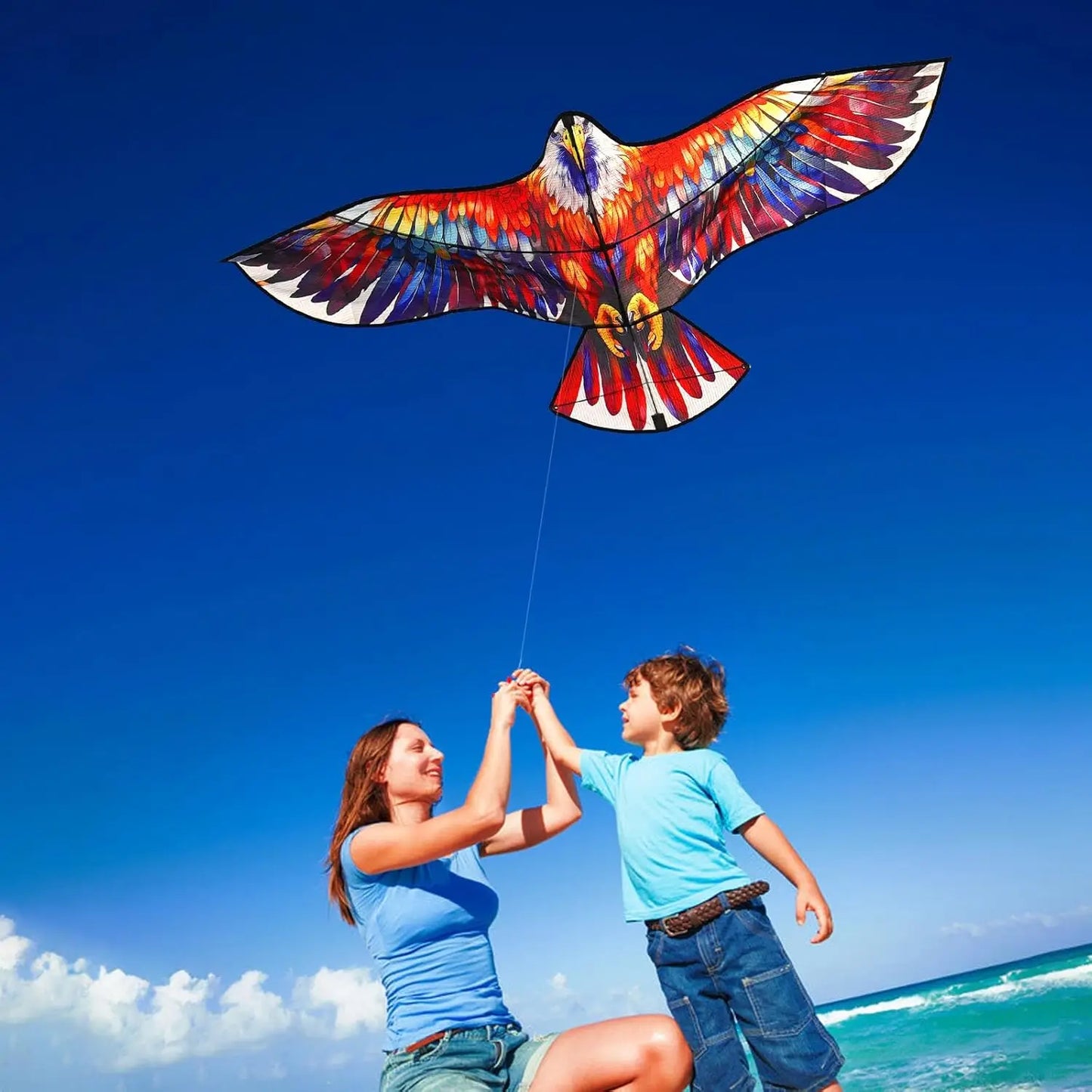 New Outdoor Fun Sports Huge 160cm Colorful Eagle Kite With Handle Line Novelty Toy Kites For Adult /Kids Large Good Flying - Pape'sShop