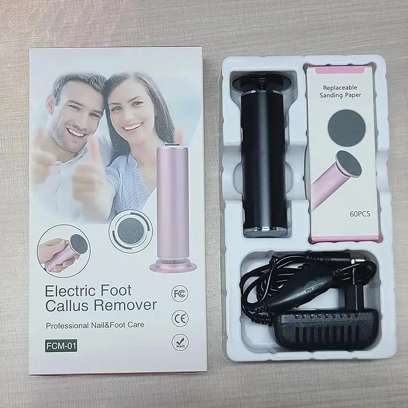 Electronic foot file pedicure sander for removing dead skin, electric callus remover with 60pcs replacement sandpaper disc - Pape'sShop