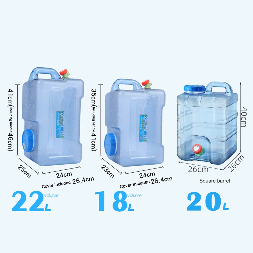 18/20/22L Camping Water Container Food Grade Portable Water Tank Large-Capacity with Faucet Outdoor Fishing Hiking Accessories - Pape'sShop