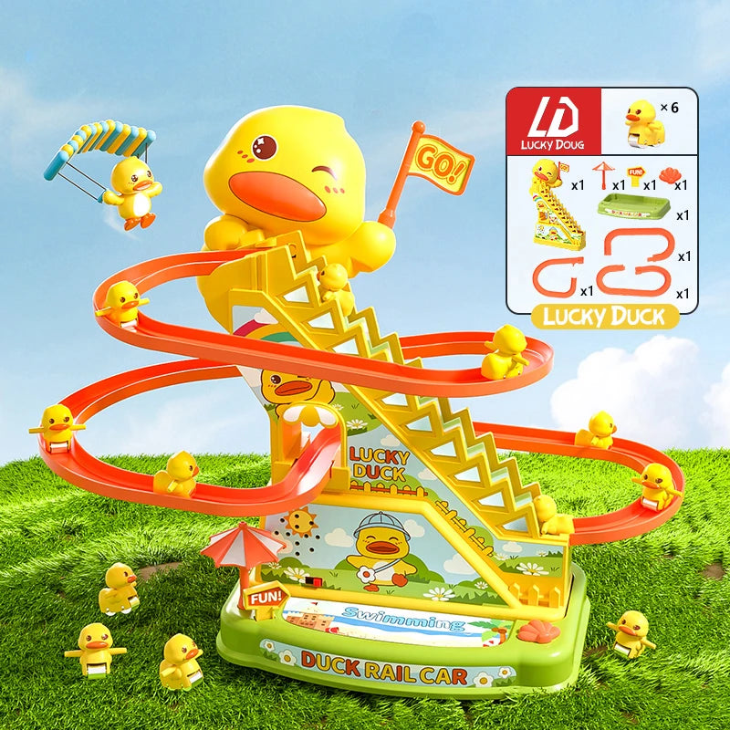 Duck Stairs Climbing Kids Toys Electric Duck Track Slide Toys Gifts Flashing Music Duck Roller Coaster Children Birthday Gifts - Pape'sShop