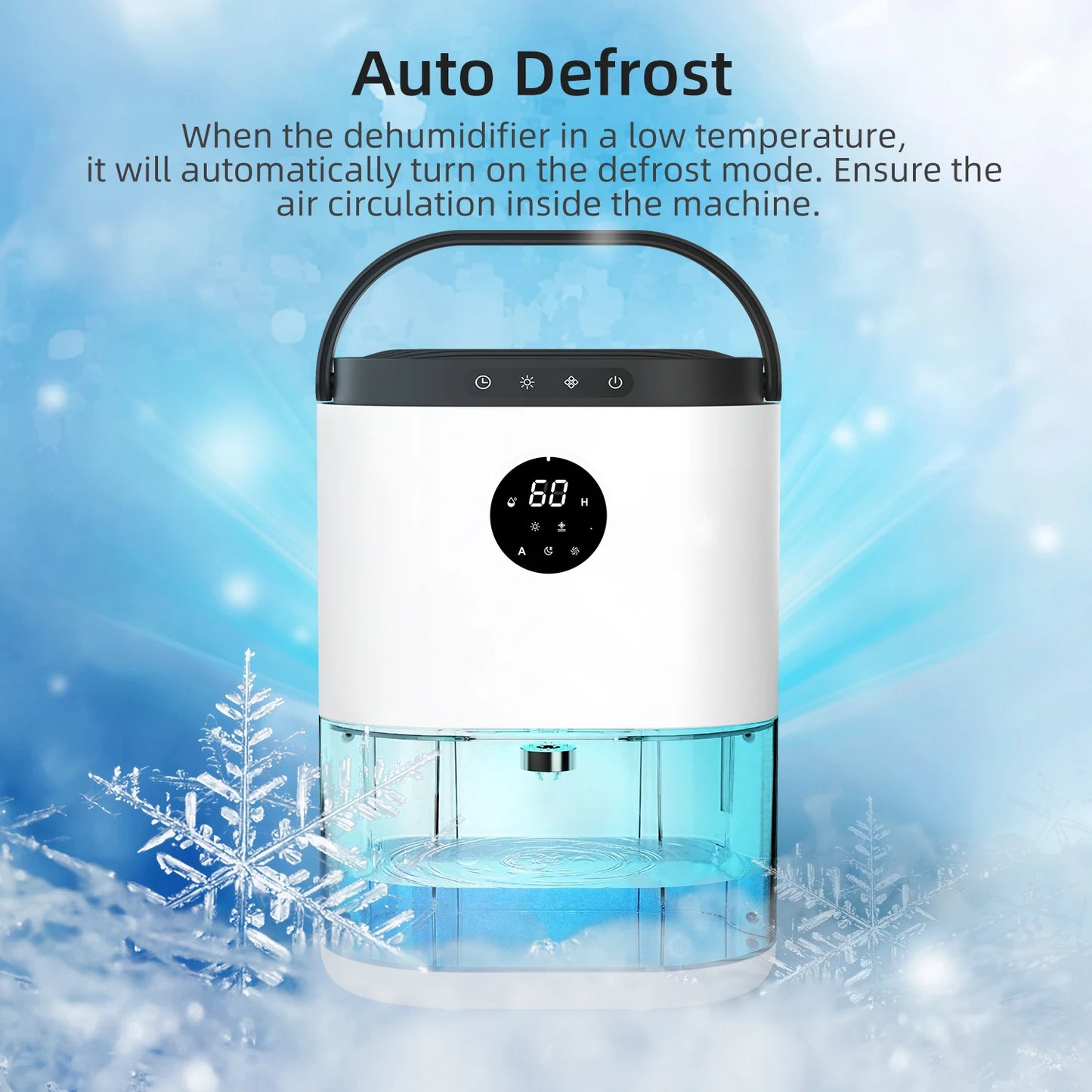 2300ML Dehumidifier Touching Control Home Appliances, Auto Defrost, Ultra Quiet Sleep Timing for Large Room Bathroom Garage RV