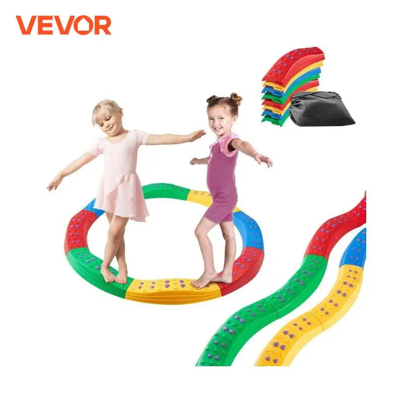 VEVOR Kids Balance Beam Toddler Stepping Stones Boards Non-Slip Sensory Training Montessori Toys for 2-6 Children's Gift Outdoor