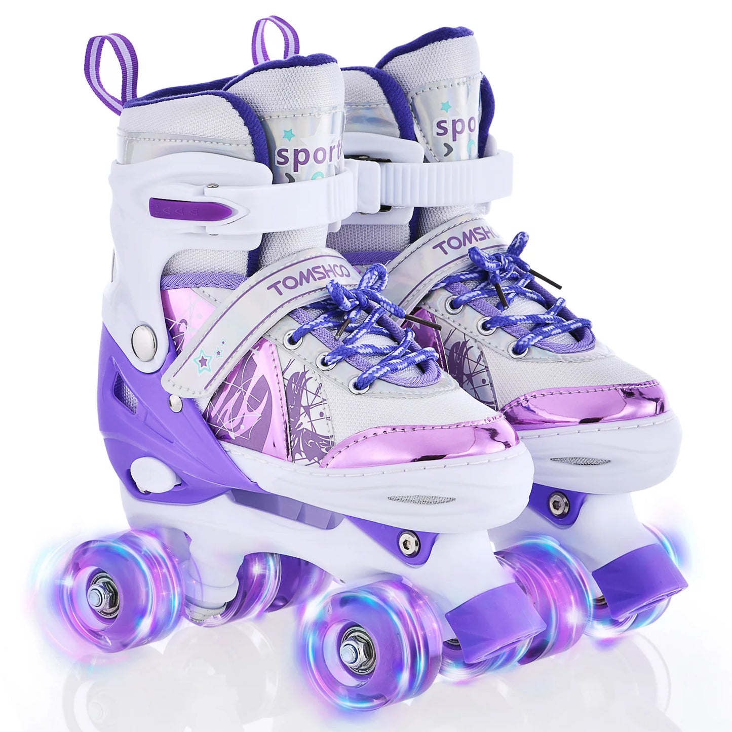 New Roller Skates for Kids Girls Boys 4 Size Adjustable Light Up Children's Roller Skate Shoes Skates 4 Wheels Girl Xmas Gift