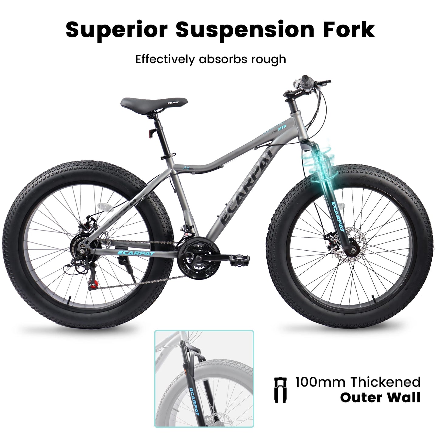 Ecarpat 26 Inch Mountain Bike, 4-Inch Wide Fat Tire - Pape'sShop