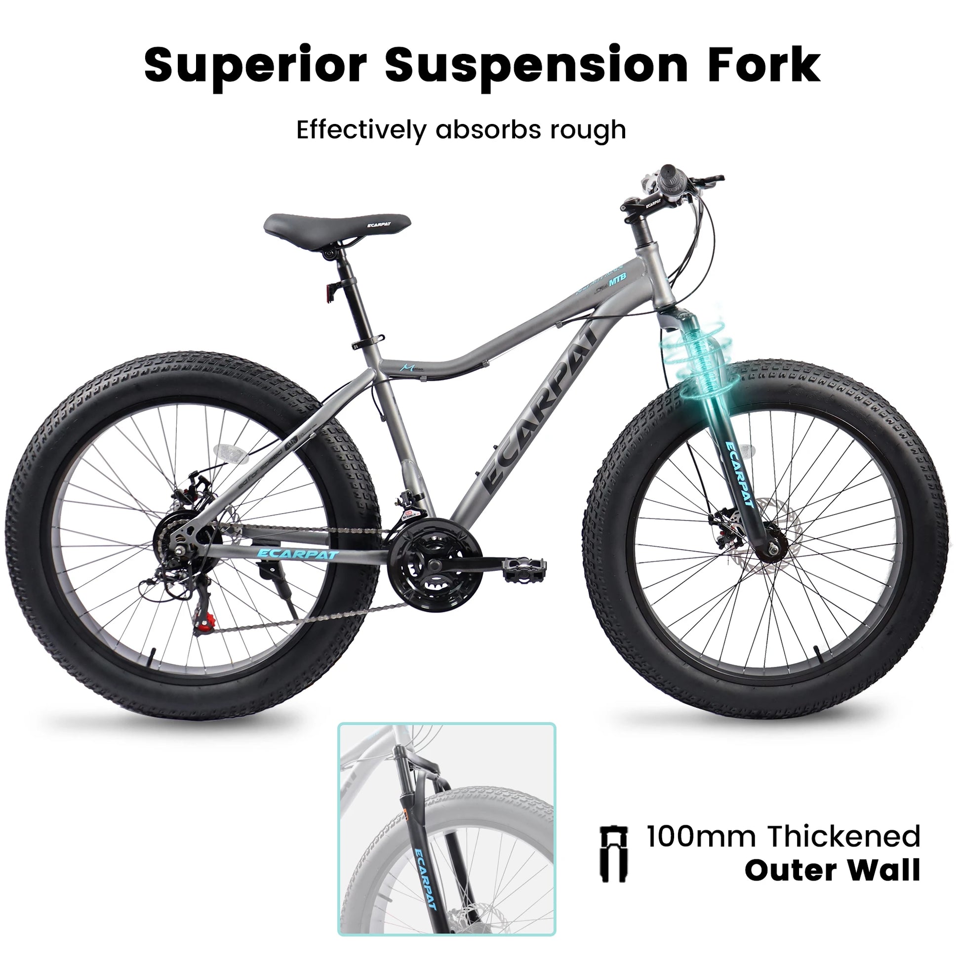Ecarpat 26 Inch Mountain Bike, 4-Inch Wide Fat Tire - Pape'sShop