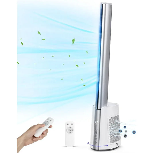 Bladeless Tower Fan for Home with Remote Control Quiet 120° Oscillating Fan with 3 Modes 12 Wind Speeds12H Timer, Standing Fan