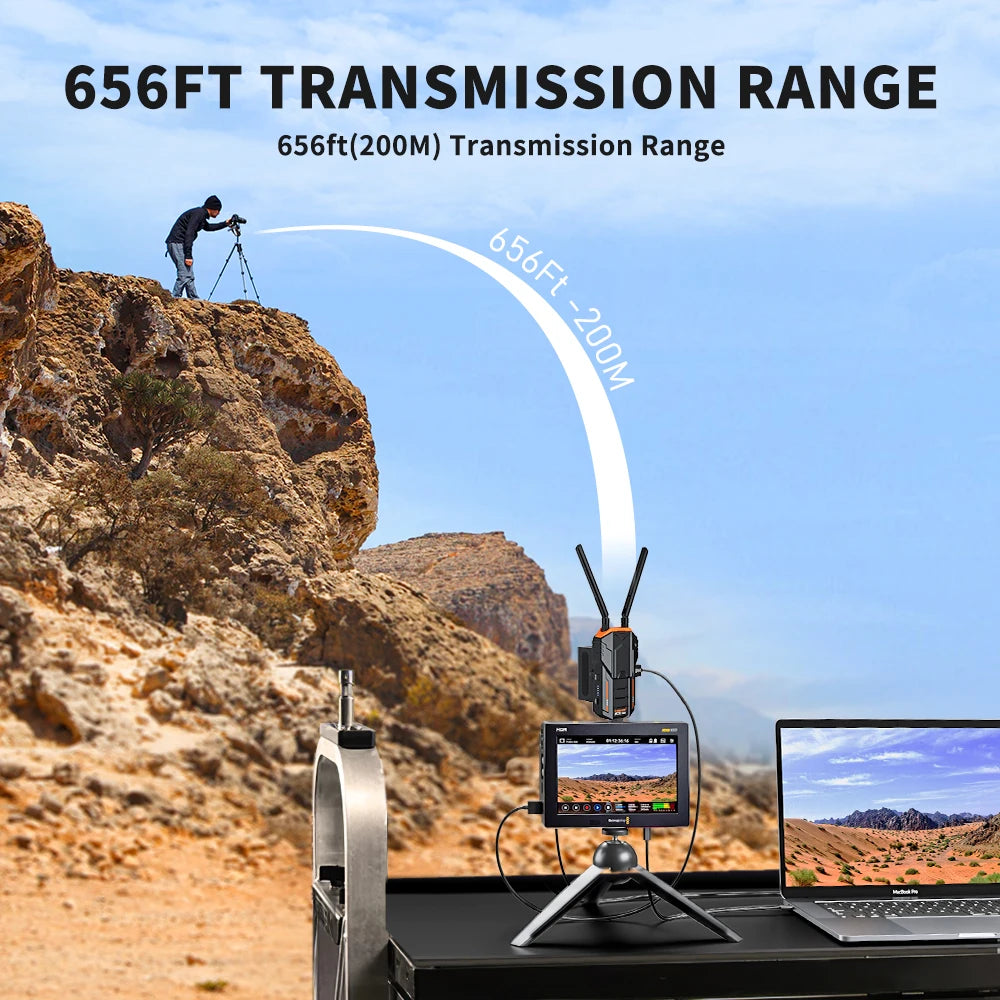 Lemorele 5.8Ghz HDMI Transmitter and Receiver wireless hdmi Extender Kit 200M Support NP-F Battery For Camera PS4 PC To TV Proje