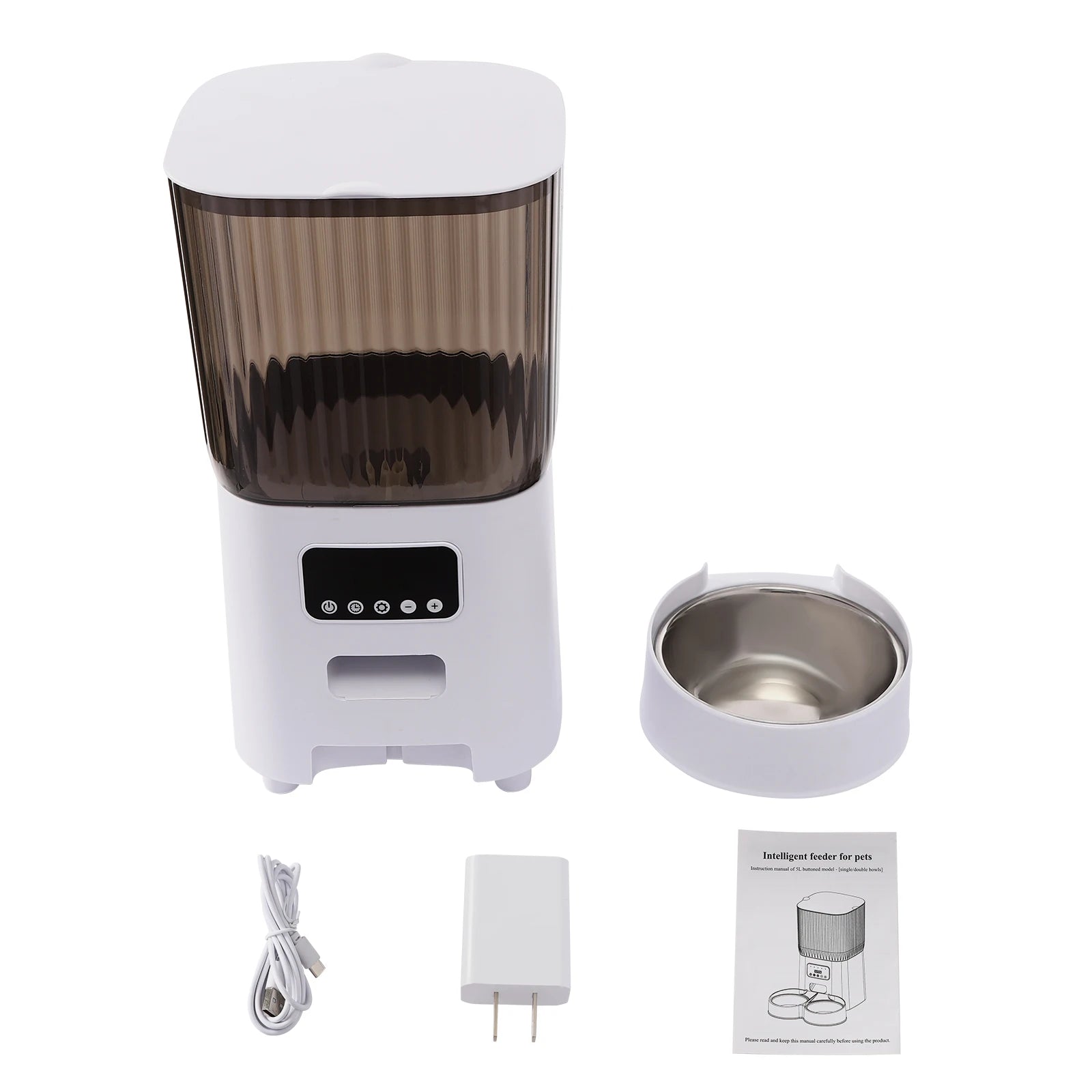 5l Automatic Feeder, Dog and Cat Food Bowl, Large Capacity Pet Food Storage Dispenser Container, Small Dog and Pet Accessories - Pape'sShop