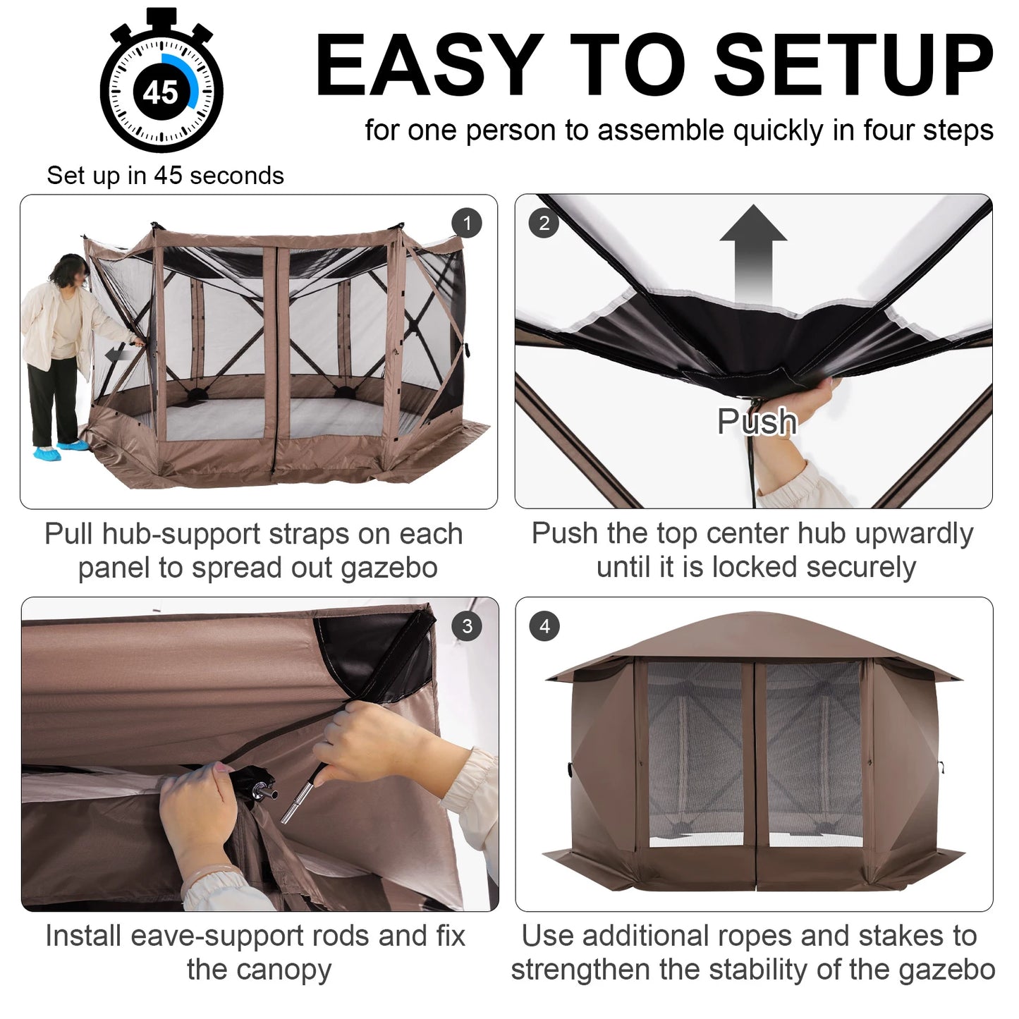 Pop up Gazebo Screen Tent Screen House for Camping, 12x12ft - Pape'sShop