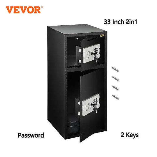 VEVOR 33" Double Door Safe Deposit Box Secret Hidden Piggy Bank Steel Separate Storage Space Electronic Lock Use for Office Home