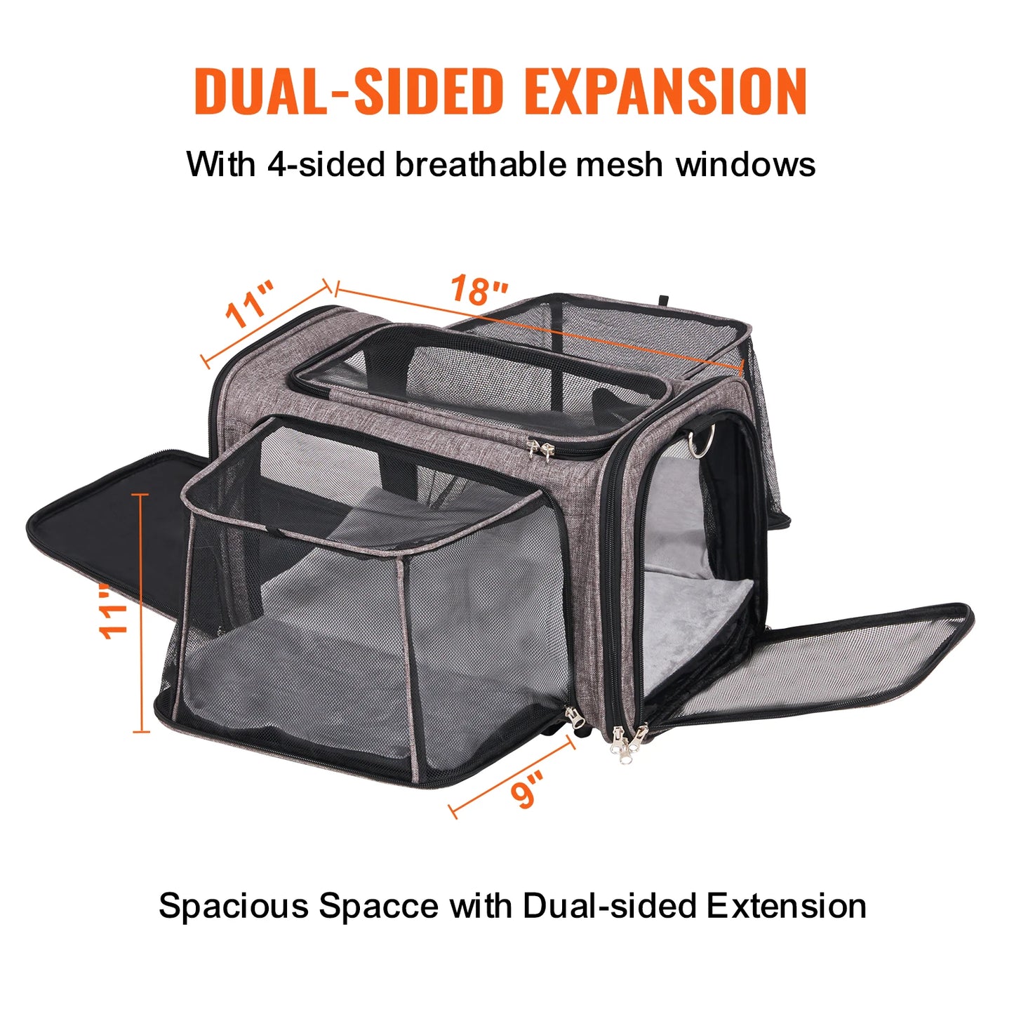 VEVOR Pet Cat Carrier Breathable Outgoing Dog Carry Backpack with Telescopic Handle Wheels and Shoulder Strap for Travel Trip - Pape'sShop