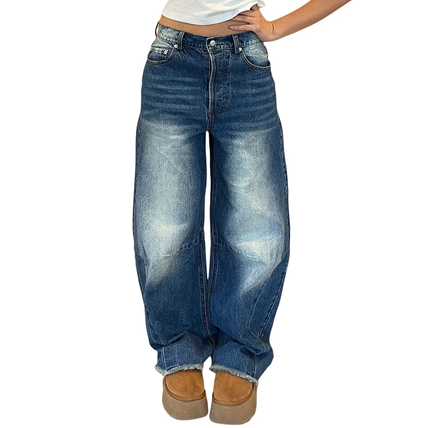 Women s Vintage High Waist Wide Leg Jeans - Pape'sShop
