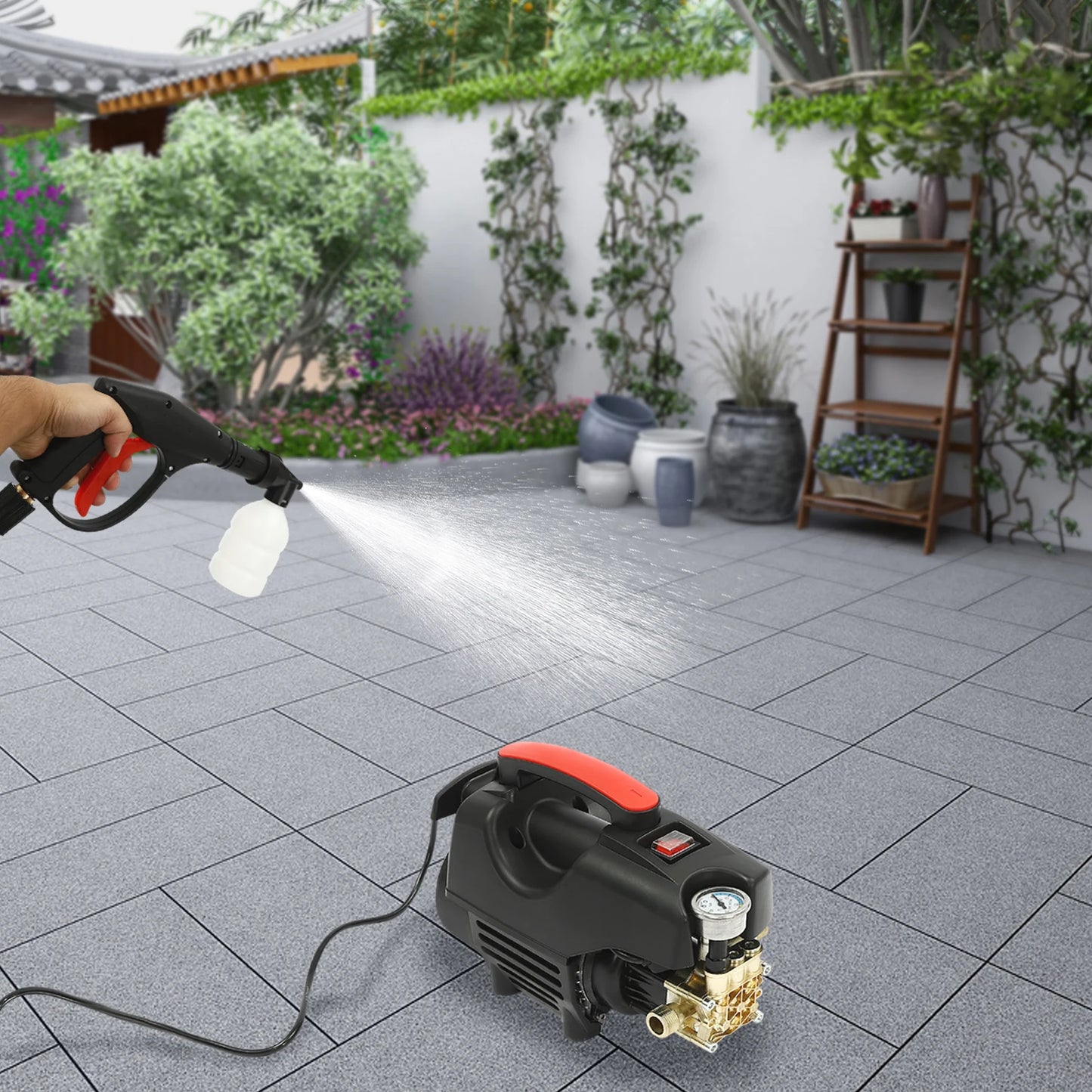 High Pressure Cleaning Machine with Accessories, Cleaner for Car, Patio & Garden, Electric Pressure Power Washer