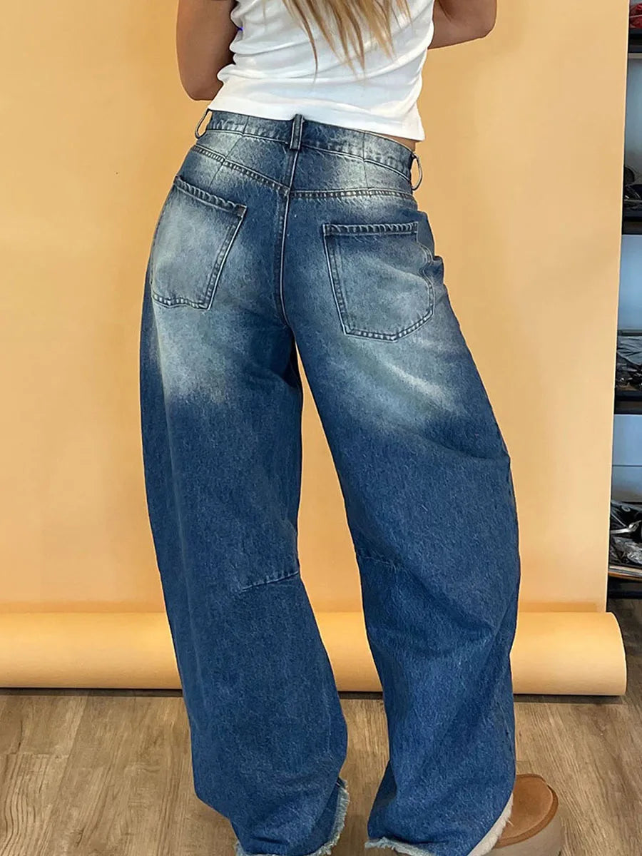 Women s Vintage High Waist Wide Leg Jeans - Pape'sShop