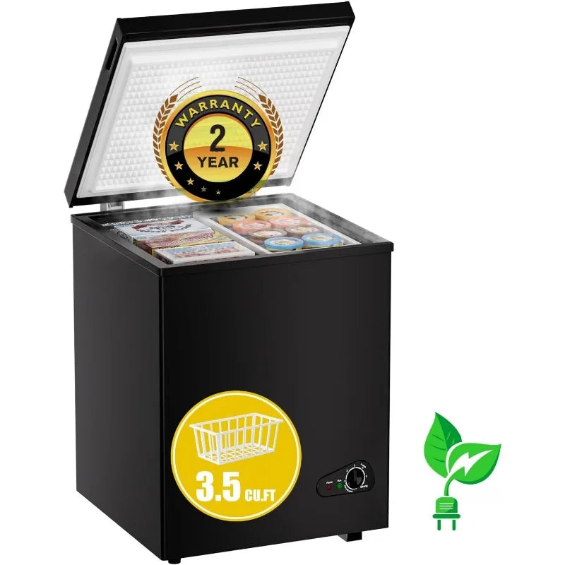 Bodacious 3.5 cuft Chest Freezer - Compact, Energy-Efficient & Quiet Mini Deep Freezer with Removable Baskets for Apartments