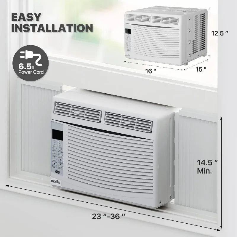 Window Air Conditioner Air Conditioning Window Unit with Washable Filter Remote Control Dehumidifier Fan Cools Up To 250 Sq. Ft.